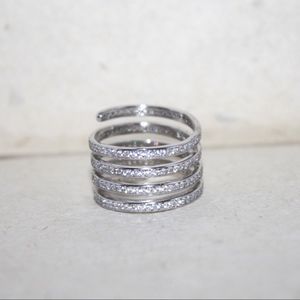 Sterling silver spiral CZ ring
